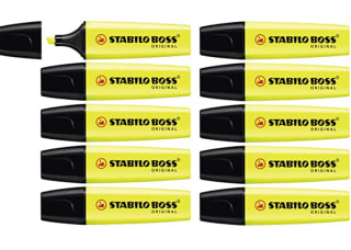 Stabilo Boss Original gele markeerstiften 10 stuks voor €1,35 bij Amazon.nl