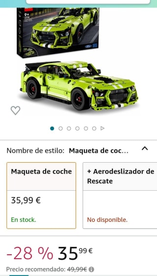 LEGO 42138 Technic Ford Mustang Shelby GT500 por 35,99€.