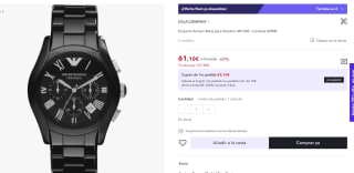Emporio Armani Reloj para Hombre AR1400 - Carátula 42MM por 61,10€ (49,10€ cuenta nueva)