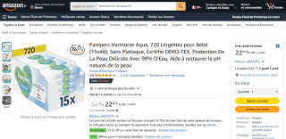 15 Paquets de 48 Lingettes Pampers Harmonie Aqua à 22,44€