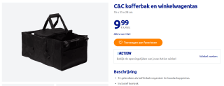 C&C kofferbak en winkelwagentas 55 x 35 x 28 cm voor €9,99 bij de Action