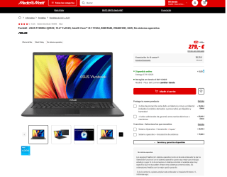 Portátil ASUS F1500EA-EJ3532 15.6" Full HD Intel Core i3-1115G4 8GB 256GB por 279€