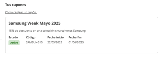 Hasta 30% + 15% EXTRA descuento en móviles Samsung