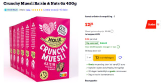 6x400g Holie Crunchy Muesli Raisin & Nuts voor €12,21 bij Bol