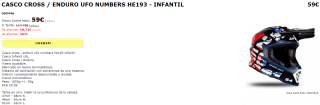 Casco de Moto para Cross / Enduro Ufo numbers he193 infantil. por 59€