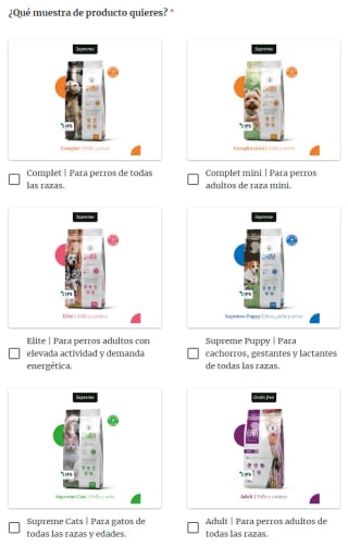 Muestra gratis a domicilio de comida para perro