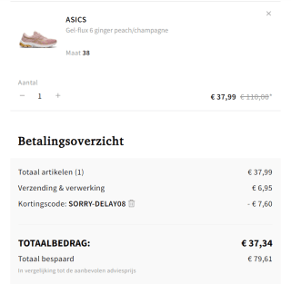 ASICS GEL-FLUX 6 hardloopschoen voor €30,39 dmv code bij Otrium