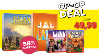 999 games Outlet pakket met CATAN, Lamaland, Wink en Blasting Billy. voor €49,99 bij 999Games