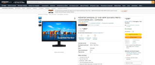 Monitor da 539,00 de 22 polegadas Full HD - R$ 499,90