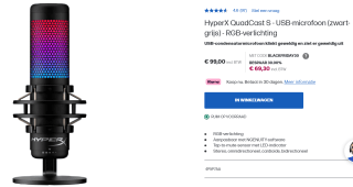 HyperX QuadCast S - USB-microfoon (zwart-grijs) voor €69,30 bij HP Store