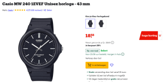 Casio Vintage MW-240-1EVEF Gents Classic Horloge voor €18,85 bij Bol
