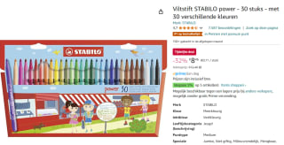 STABILO power viltstift, etui van 30 stuks voor €8,46 bij Amazon