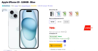Apple iPhone 15 - 128GB Blue voor €734,99 bij Bol.com