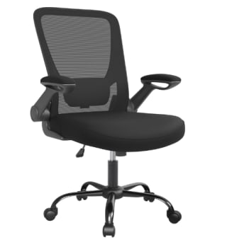 Chaise de bureau ergonomique Songmics (OBN37BK) - Support lombaire, Accoudoirs rabattables, Pivotante (46,99€ pour les nouveaux clients) à 56,99€
