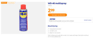 WD-40 multifunctionele spray 175 ml voor €2,99 bij Action