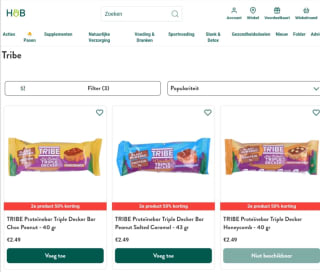 Gezonde snacks van TribeSalted peanut, choc peanut of honeycomb 2e product 50%korting bij Holland and Barrett