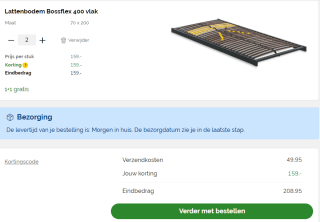1+1 gratis op veel bedbodems bij Beter Bed