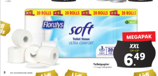 20 rollen Floralys XXL Toiletpapier 3-laags voor €6,49 bij de Lidl