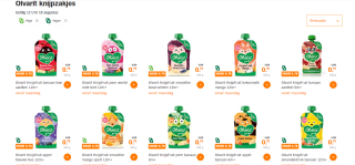 Olvarit knijpzakjes voor €0,79 bij de AH