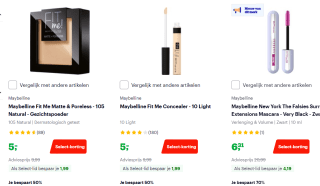 Tot 77% korting op geselecteerde make-up producten bij Bol.com