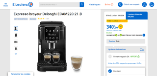 Cafetière Expresso broyeur Delonghi ECAM220.21.B à 340€
