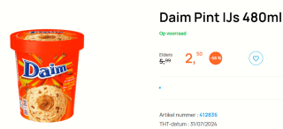 Daim Pint 480 ml voor €2,50 bij Butlon