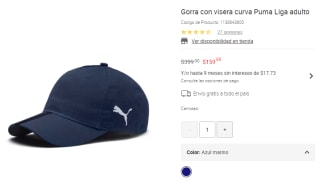Gorra con Visera Curva Puma Liga por $160 | Descuento Liverpool