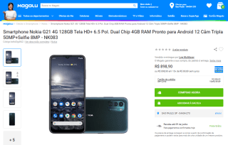Smartphone da Nokia, modelo G21 de 128GB - R$ 898,90