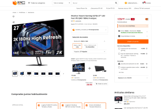 Monitor Xiaomi Gaming G27Qi 27" LED Fast IPS QHD 180Hz FreeSync por solo 179€