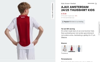 Ajax Amsterdam 24/25 Thuisshirt Kids voor €37,50 in de Adidas store