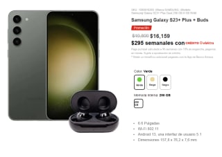 Samsung Galaxy S23+ Plus + Galaxy Buds por $16,159 en Elektra