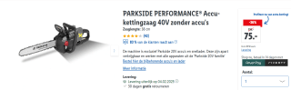 PARKSIDE PERFORMANCE® Accu-kettingzaag 40V zonder accu's voor €75 in de Lid webshop