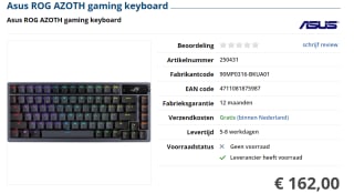 ASUS ROG Azoth - Toetsenbord voor €162 bij Informatique