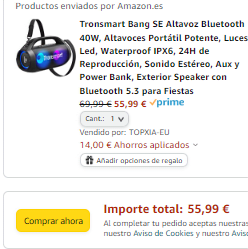 Tronsmart Bang SE Altavoz Bluetooth por 55,99€