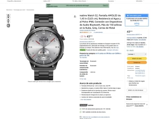 Realme Watch S2 pantalla AMOLED de 1,43" con correa de metal a solo 43,49€