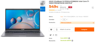 Ordenador Portatil ASUS VivoBook 15 F515JA-EJ2882W Intel Core i7-1065G7/8GB/512GB SSD/15.6" por 549€