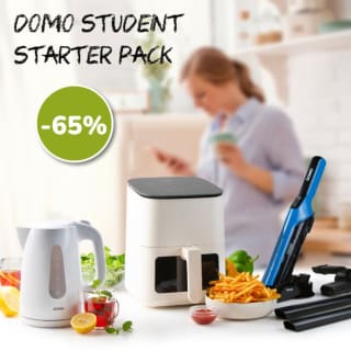 DOMO Studenten starterspakket met airfryer, waterkoker en handstofzuiger voor €99,99 bij Domo