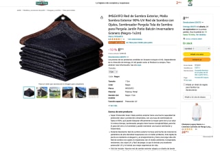 Red de Sombra Exterior Malla Sombra Exterior 90% UV Red de Sombra con Ojales, Sombreador Pergola Tela de Sombra para Jardín Negro-1.5x6m) por solo 8,99€