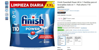 110 pastillas Finish Powerball Power All in 1 + 13,09€ reembolso por 24,45€