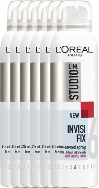 6x L'Oréal Studio Line Invisi Fix 24H Micro Diffusion Spray 250 ml voor €11,74 bij Bol