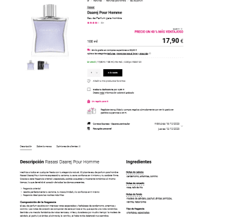 Rasasi Daarej Pour Homme 100ml por 17,90€