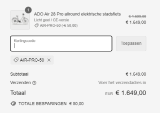 ADO Air 28 PRO elektrische fiets voor €1649 bij Ado E-Bike