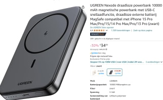 UGREEN Draadloze Powerbank 10000mAh Magnetische Powerbank voor €34,99 bij Amazon