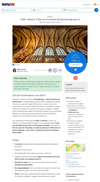 Alsacia 3 días en Convento de los Franciscanos por 130€ para 2 personas.
