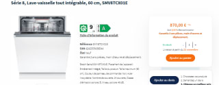 Lave-Vaisselle Bosch Série 8 SMV8TCX01E à 870€