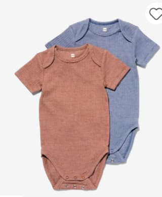 Meegroei rompers stretch rib met bamboe set van 2 voor €7,50 bij de Hema