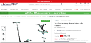 Trottinette Go up deluxe lights mint Globber à 76,99€