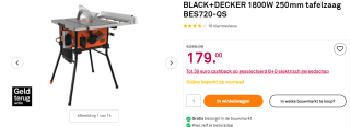Zaagtafel BLACK+DECKER 1800W 250mm BES720-QS voor €149 bij Karwei