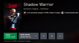 Shadow Warrior voor €2,99 in de Xbox store.
