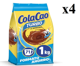 4 Bolsas de ColaCao, Turbo Cacao Instantáneo y sin Grumitos - Formato Ahorro - 1kg por 10.311€